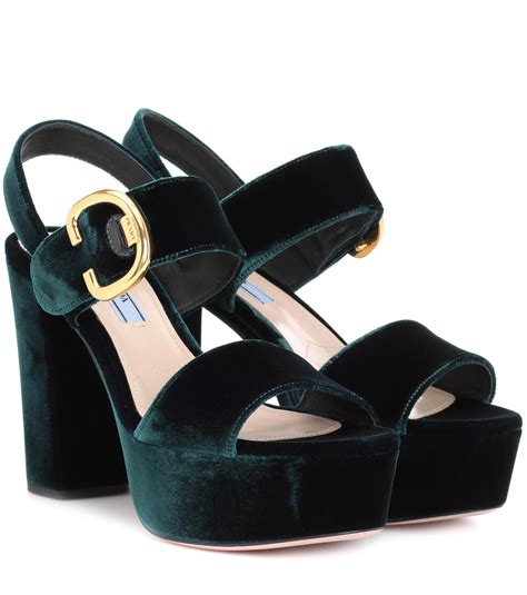 pantofole prada velvet|Velvet Platform Sandals By Prada .